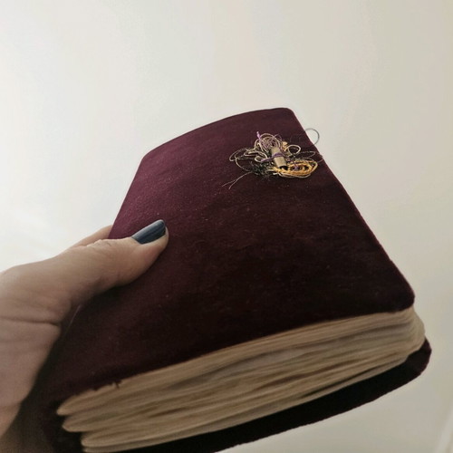 Handmade artistic notebook like new with velvet cover