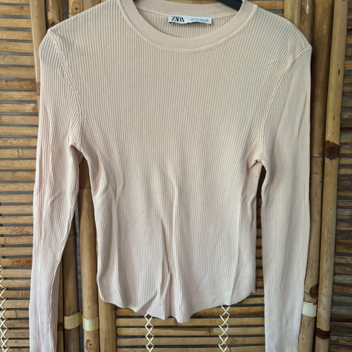 Zara Rib Top Beige Size S Like New