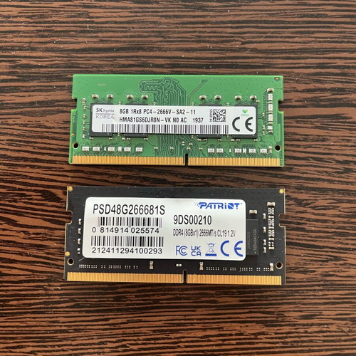 Laptop RAM DDR4 16GB kit (2x8GB) 2666MHz SK Hynix & Patriot like new