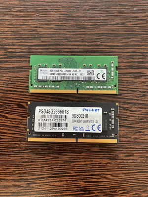 Ram laptop DDR4 16GB kit (2x8GB) 2666MHz SK Hynix & Patriot σαν καινούργιο