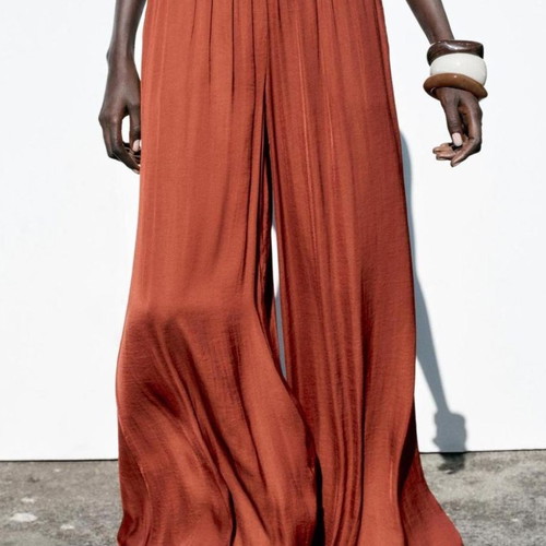 Satin pants Zara like new, coral color, loose fit, size XS