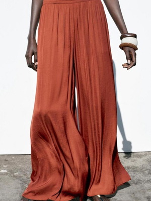 Satin pants Zara like new, coral color, loose fit, size XS