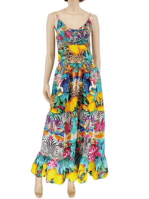 Long colorful dress 100% cotton one size new by Positano Jean Paul