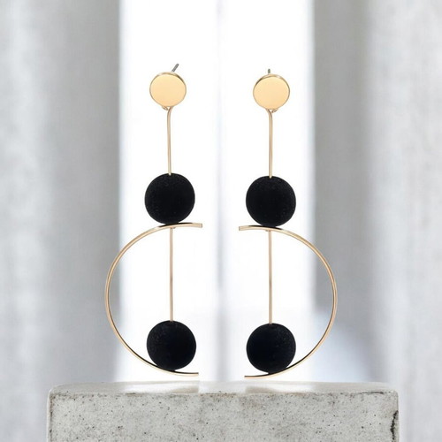 Geometric earrings new, black and gold, hypoallergenic