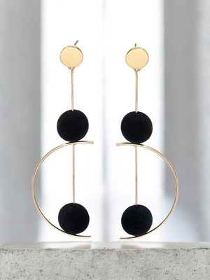Geometric earrings new, black and gold, hypoallergenic
