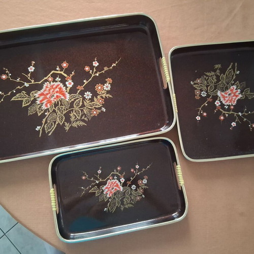 Vintage plastic tray set, made in Japan