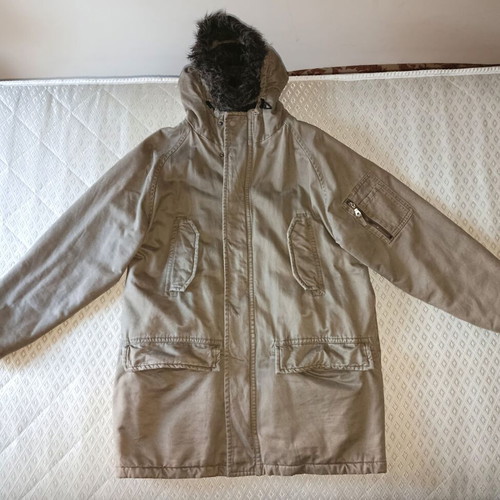 Men's beige winter long jacket like new, size L-XL