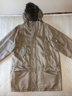 Men's beige winter long jacket like new, size L-XL