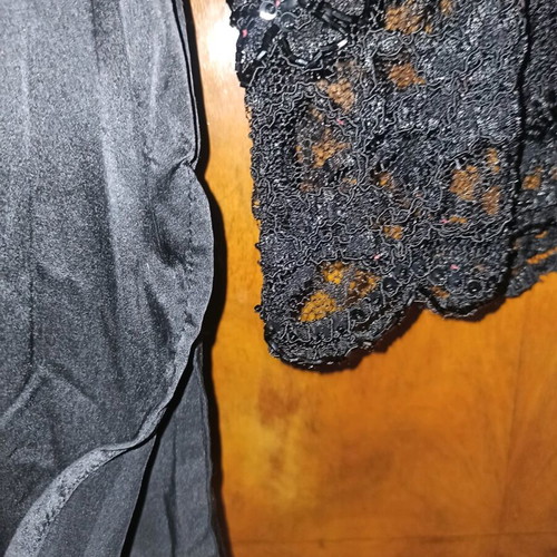 Raxevsky exclusive women's shirt black with lace satin like new, size large