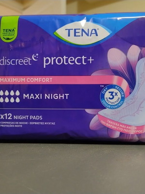 TENA Discreet MAXI Night Protect+ σερβιέτες καινούργιες, κιβώτιο 72 τεμχ