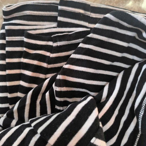 Stradivarius striped cotton t-shirt, small, black and white
