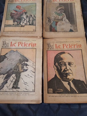 Le Pelerin French magazines used, set of 4 from 1929