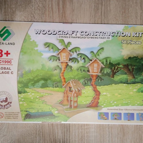Wooden 3D assembly puzzle new, three-dimensional treehouse constructions
