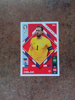 Колекционерска карта Jan Oblak Topps Euro 2024 Match Attax