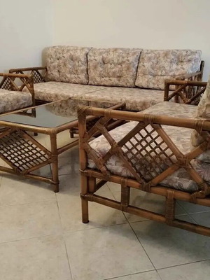 Bamboo lounge used with sofas, tables and stools