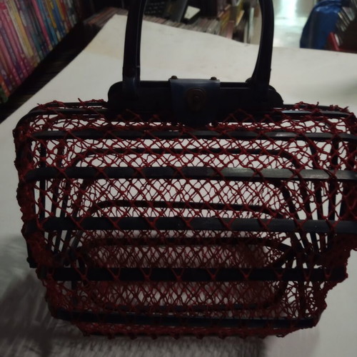 Vintage accordion bag with net used