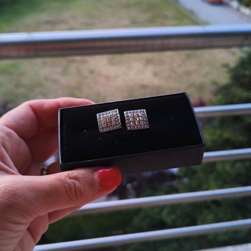 Napoleone men's cufflinks square shape with turquoise and white stones like new