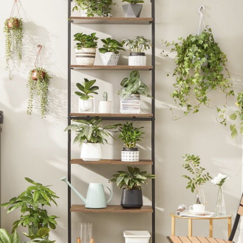 Wood and metal bookcase used, 6 shelves, 60x30x204.8 cm