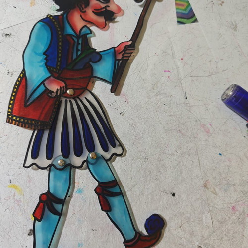 Barba Giorgos Kostis shadow puppet figure, 32 cm