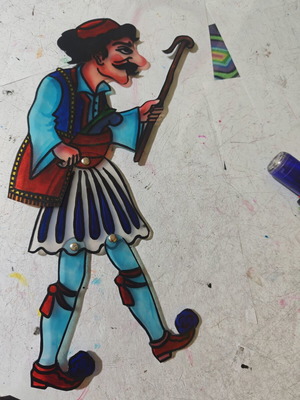 Barba Giorgos Kostis shadow puppet figure, 32 cm