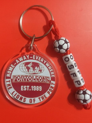 Olympiakos Round Keychain with Beads No5 New