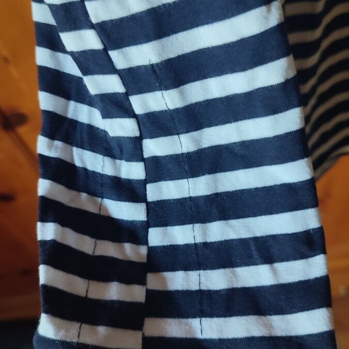 Striped navy blue sleeveless blouse, large size