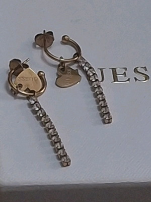 Guess earrings gold plated stainless steel 5 cm like new