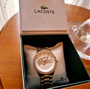 Γυναικείο ρολόι της Lacoste από επιχρυσωμένο ανοξείδωτο ατσάλι με λευκό καντράν και κρύσταλλα