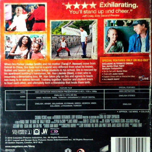 The Karate Kid Blu-Ray action movie with Jackie Chan and Jaden Smith