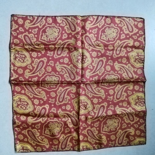 Silk pocket square used, red