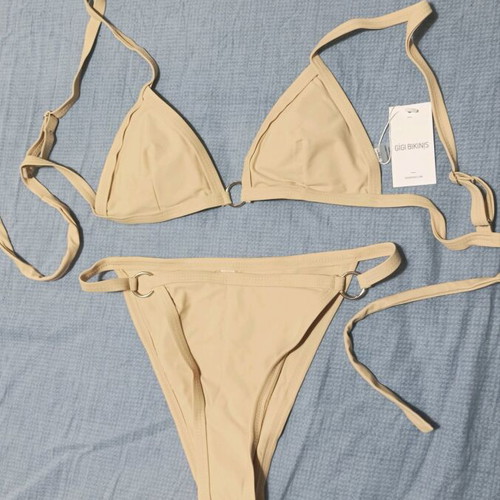 Bikini set with rings new, beige, size M/L