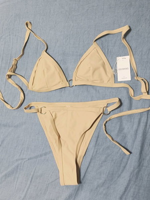 Bikini set with rings new, beige, size M/L