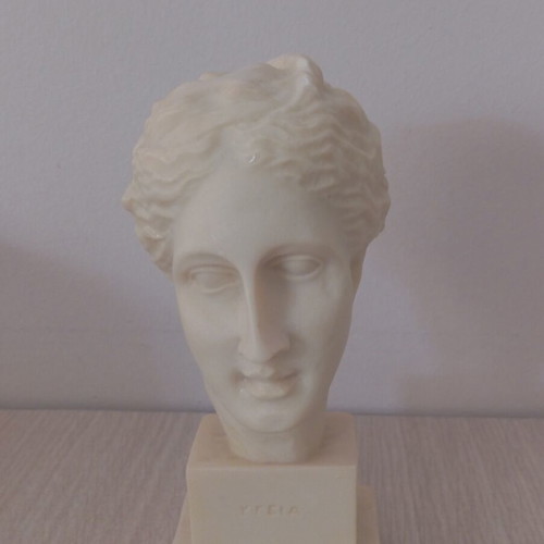 Alabaster bust of Hygeia used, handmade statue 14 cm