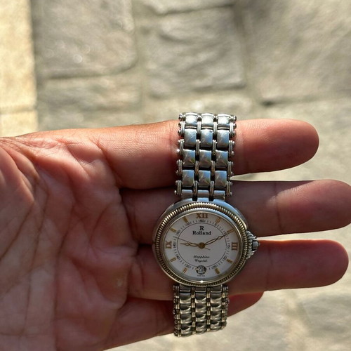 Vintage Rolland Swiss Quartz Sapphire watch stainless steel 3.5 cm
