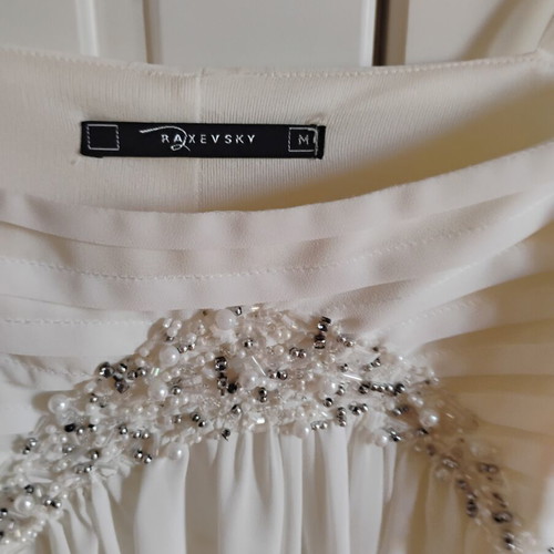 Raxevsky white silk dress medium with beads
