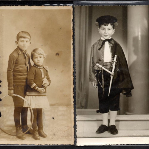 Photographs used, pack of 4 costume postcards with children