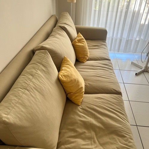 Cocomat four-seater sofa used with beech frame and latex cushions