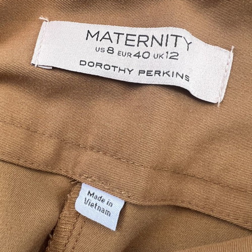 Dorothy Perkins office style maternity trousers used, brown, size L