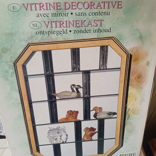 Display cabinet with mirror new, decorative wall showcase for collectibles