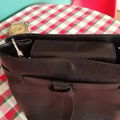 Massimo Dutti leather crossbody bag like new with black and white strap