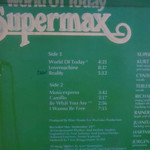 Supermax vinyl record used, World of Today, rock