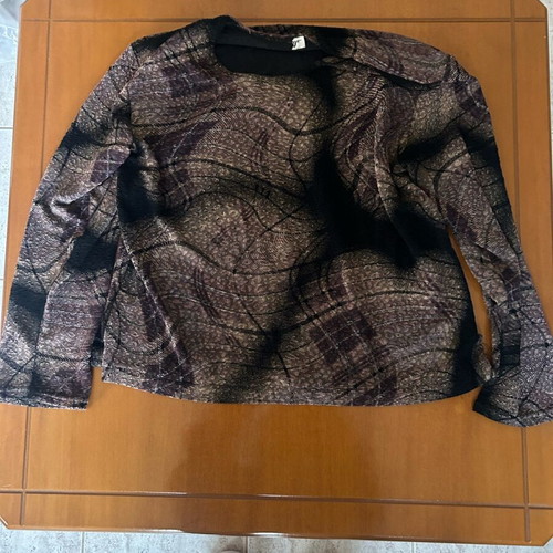 Blouse with wavy checkered pattern XL like new, black