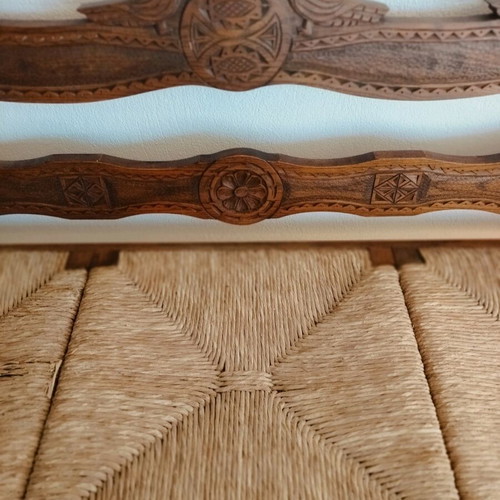 Skyrian carved three-seater sofas used, set of 2 pieces