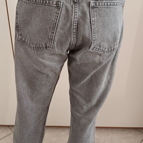Zara high-waisted straight-leg jeans, gray, size M