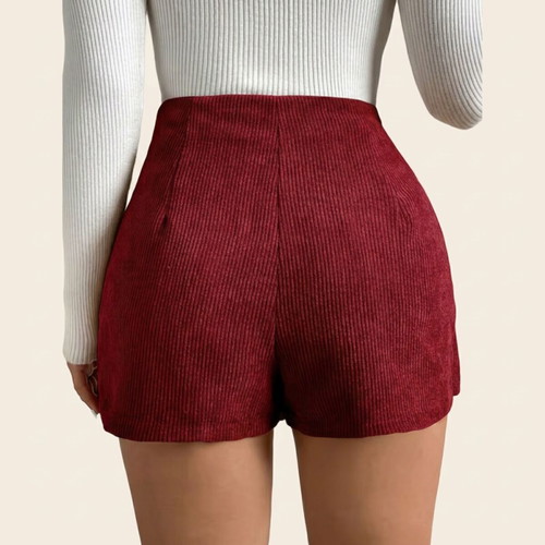 Red wrap skort with decorative button detail, new