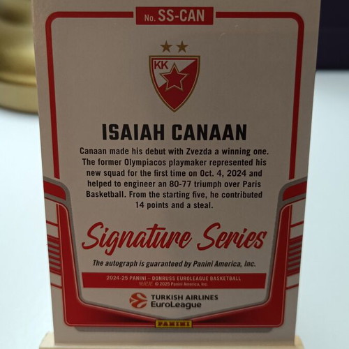 Isaiah Canaan Panini Euroleague Donruss Signature Series card like new