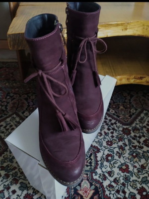 Sergio Bardi leather ankle boots used, size 37, brown/burgundy