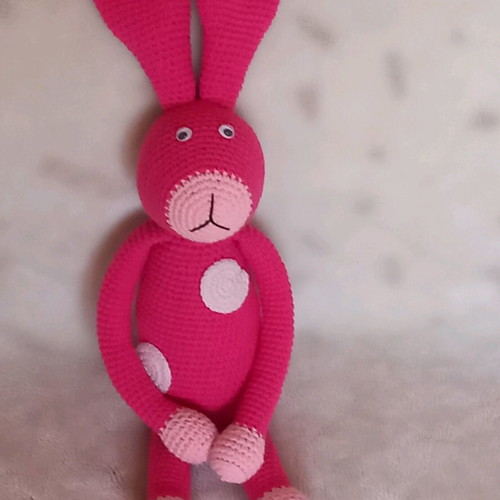 Spring Bunny Handmade Knitted Doll 45 cm New