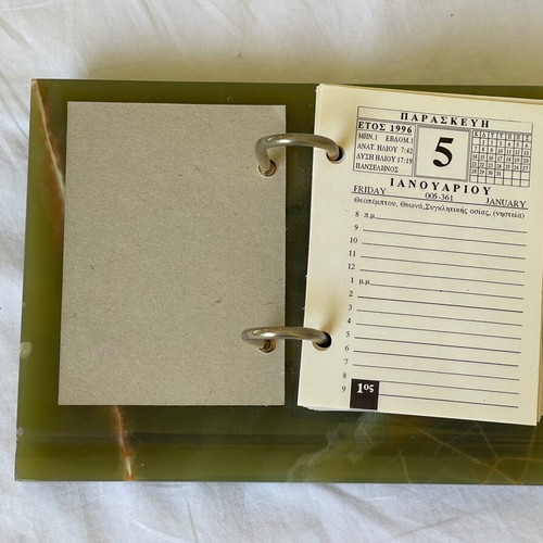 Desk Calendar Base used, green onyx