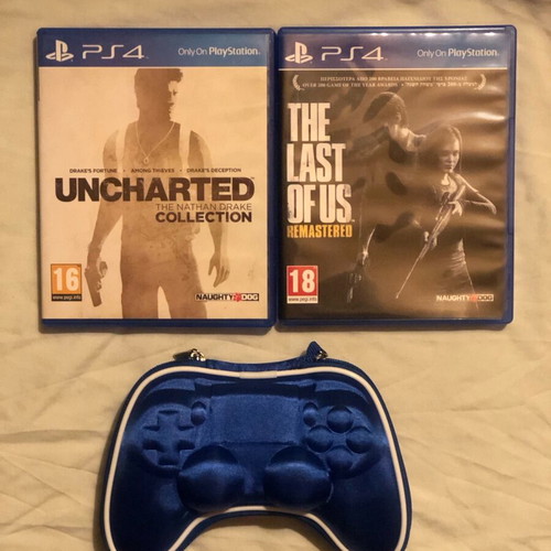 The Last Of Us Remastered PS4 game like new with EVA case for DualShock pack of 4